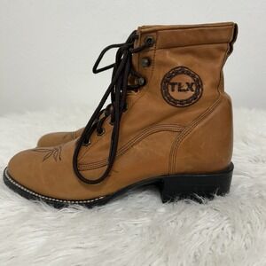 Tony Lama Vintage Brown Leather Lace Up Western Riding Ankle Boots Size 6.5
